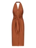 Marciano halterneck twisted-front midi dress - Brown