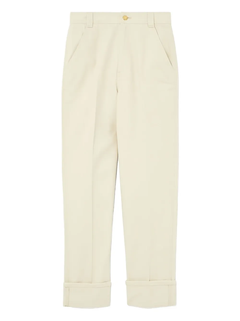Loro Piana Logo-patch Cuffed Cotton Trousers In Neutral