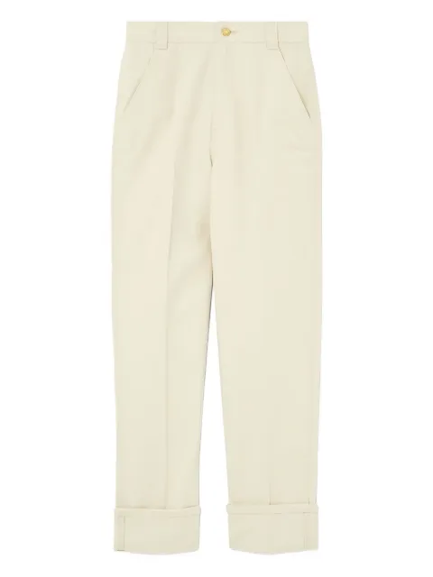 Loro Piana logo-patch cuffed cotton trousers