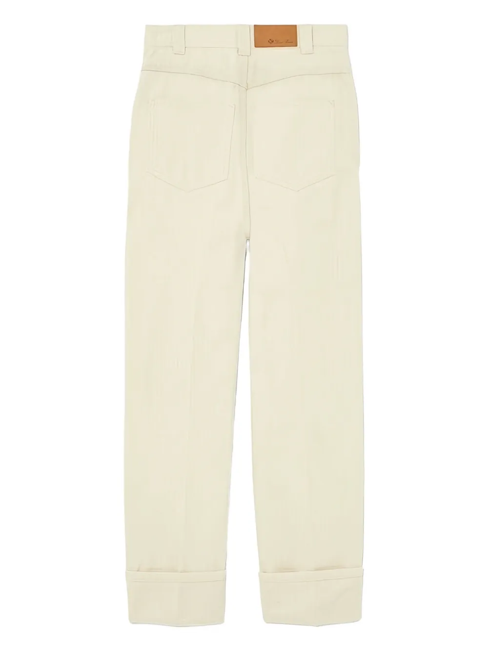 Loro Piana Logo-patch Cuffed Cotton Trousers In Neutral