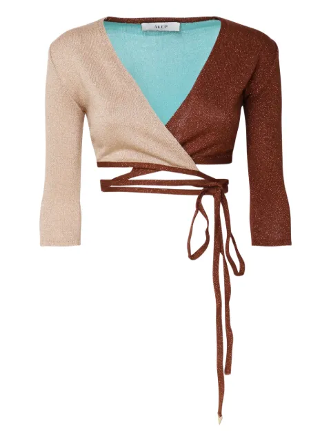 Akep wrap-effect cropped top