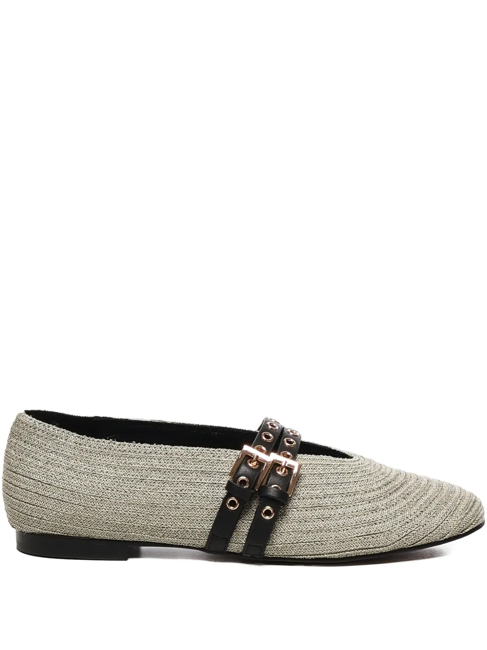 Bibi Lou buckle-strap raffia ballet flats - グレー Bibi Lou buckle-strap raffia ballet flats - グレー