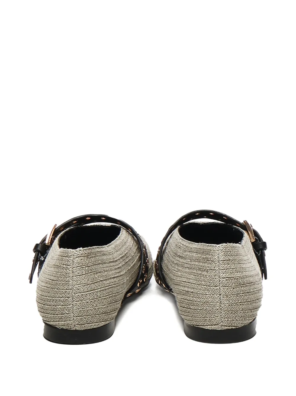 Bibi Lou buckle-strap raffia ballet flats Grey