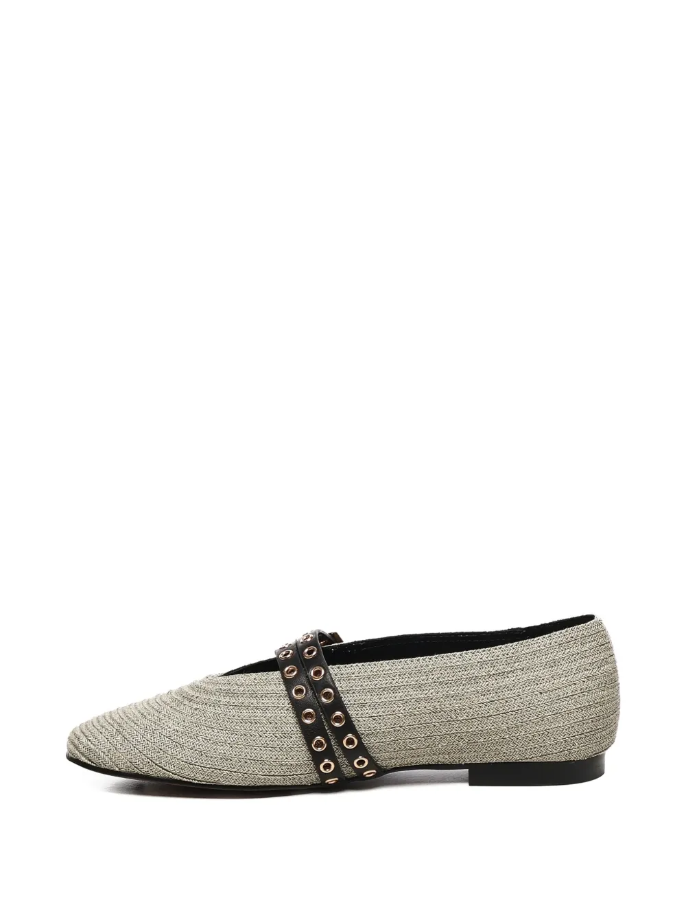 Bibi Lou buckle-strap raffia ballet flats Grey
