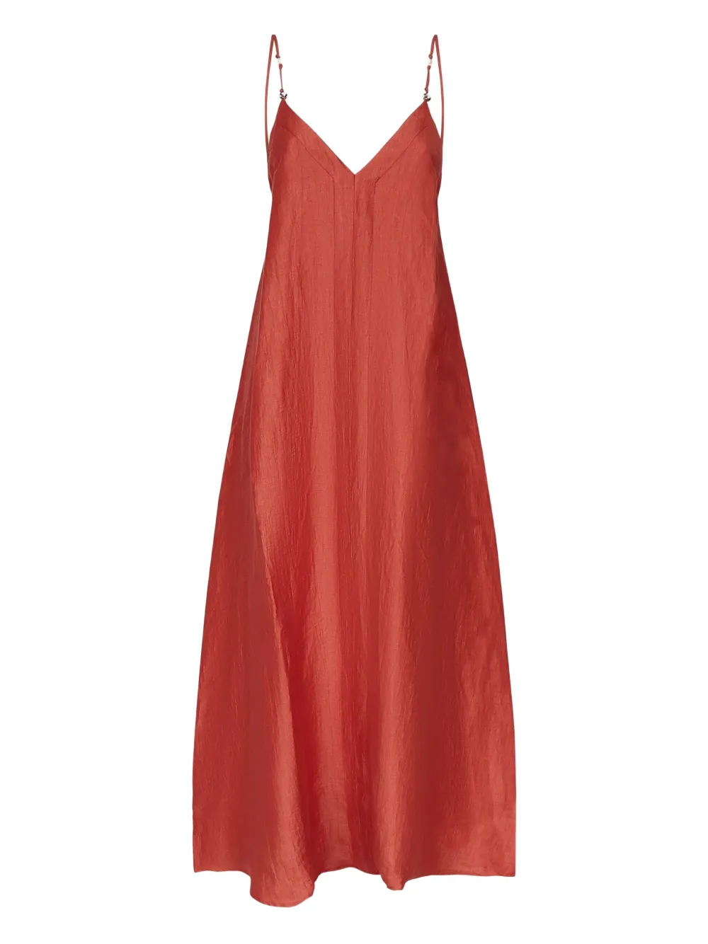 Ottod'Ame linen-blend midi dress - オレンジ Ottod'Ame linen-blend midi dress - オレンジ