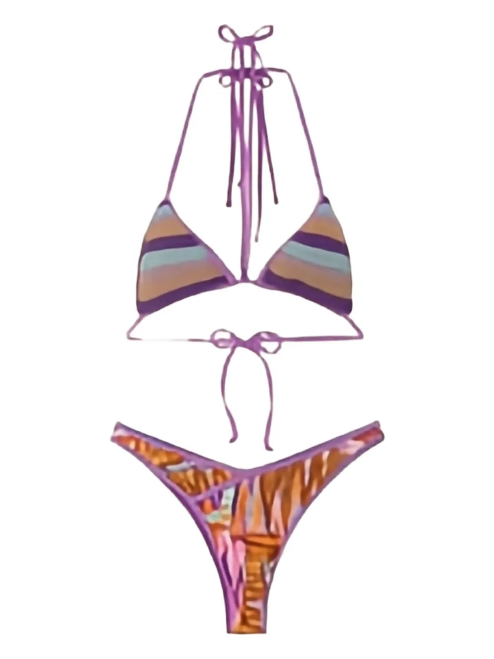 f**k  striped-print bikini | Purple | Image 1