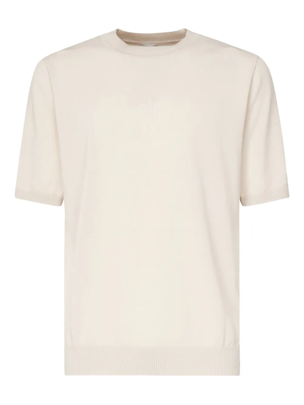 Eleventy ribbed-collar cotton T-shirt Beige