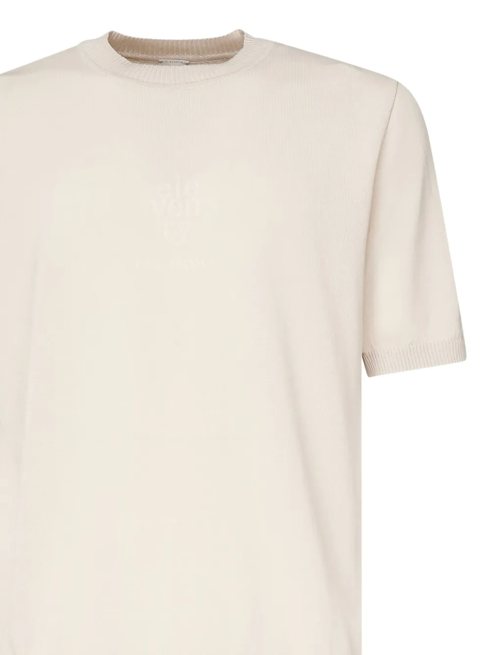 Eleventy T-shirt met geribbelde kraag Beige