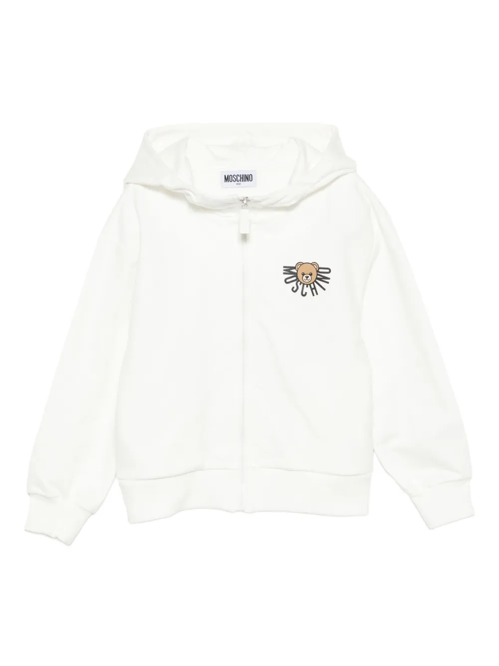 Moschino Kids bear-print zip-up hoodie Wit