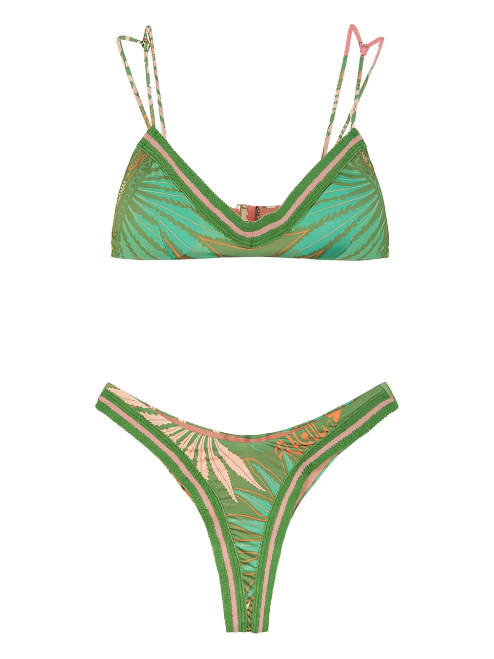 f**k  palm-print ribbed bikini | Green | Image 1