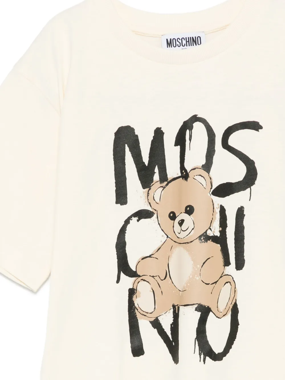 Moschino Kids Teddy Bear-print cotton T-shirt Beige