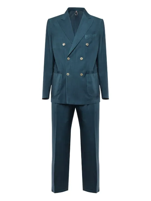 Santaniello double-breasted patch-pocket suit