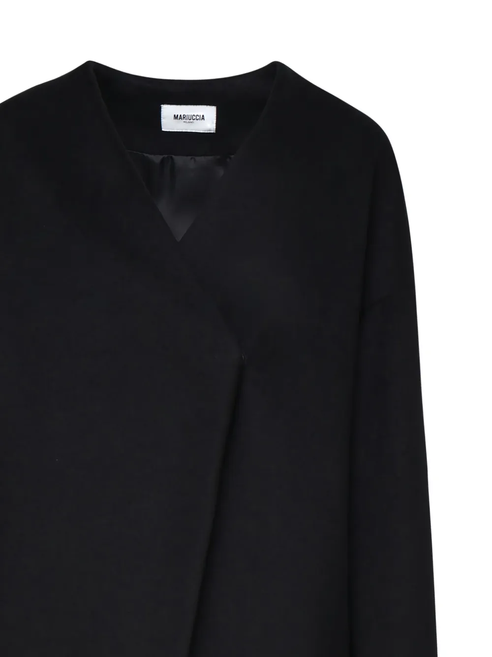 Mariuccia Milano Geometric-cut V-neck Coat In Black