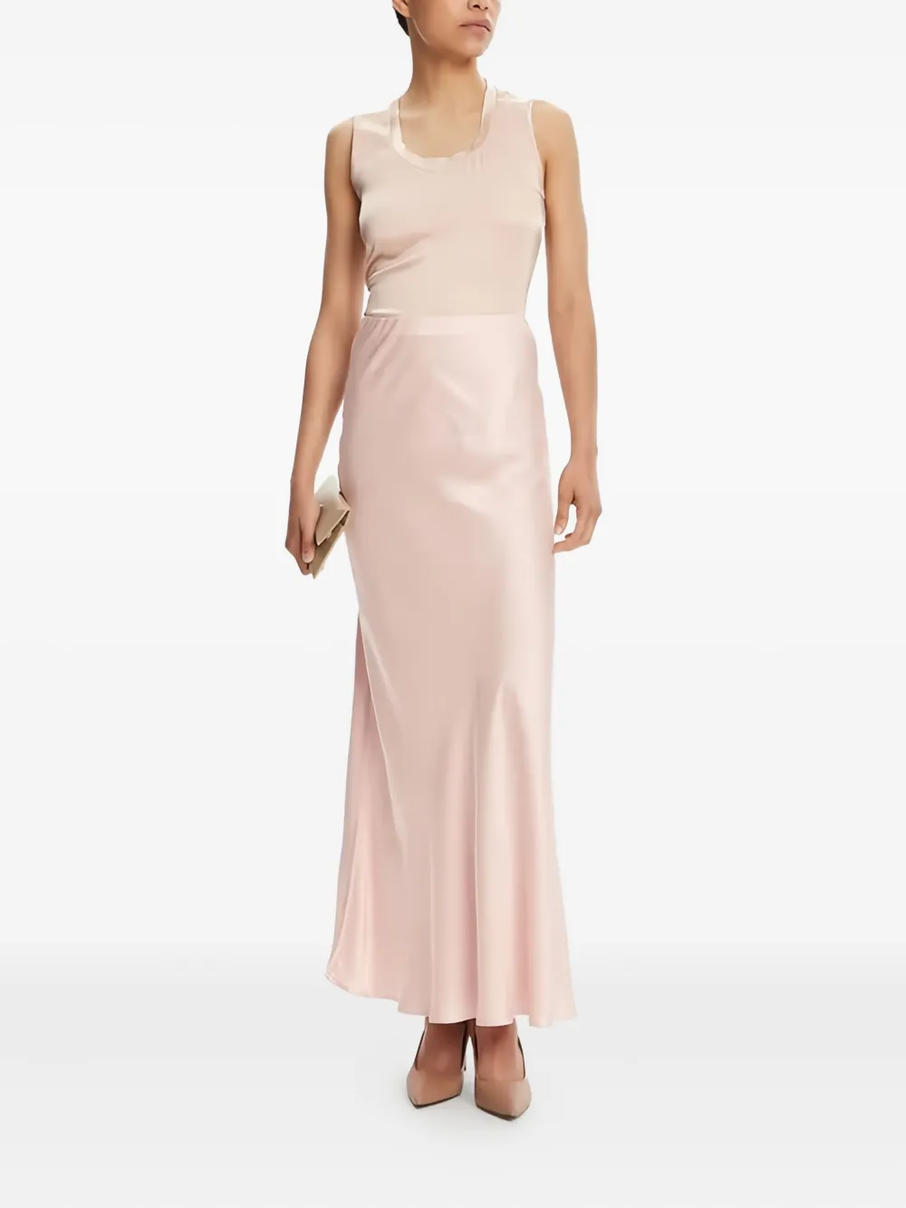 Vicolo Bias-cut Slip Maxi Skirt In Pink