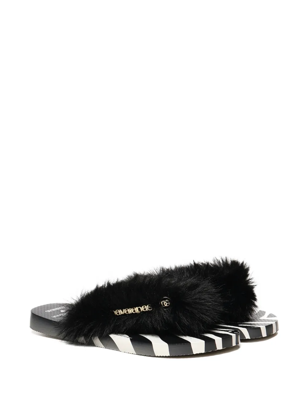 Dolce & Gabbana zebra-print faux-fur sandals Black