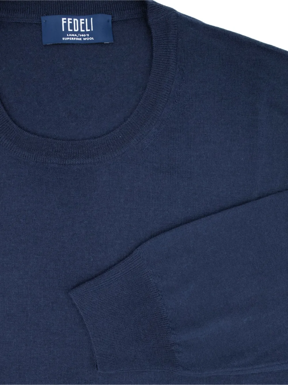  Fedeli Round-neck Long-sleeve Sweater - Blue 