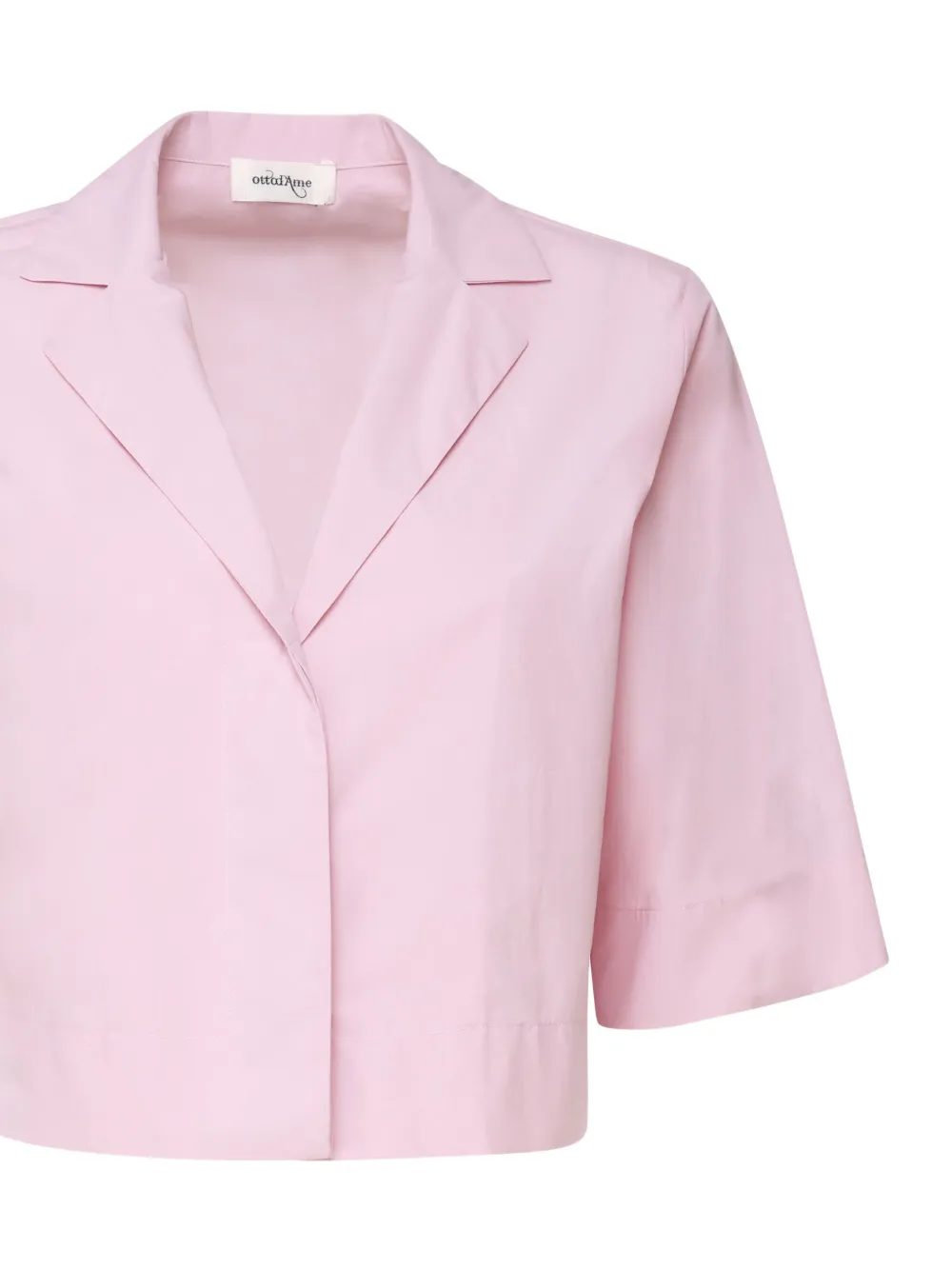 Ottod'Ame Blouse met Cubaanse kraag en korte mouwen Roze