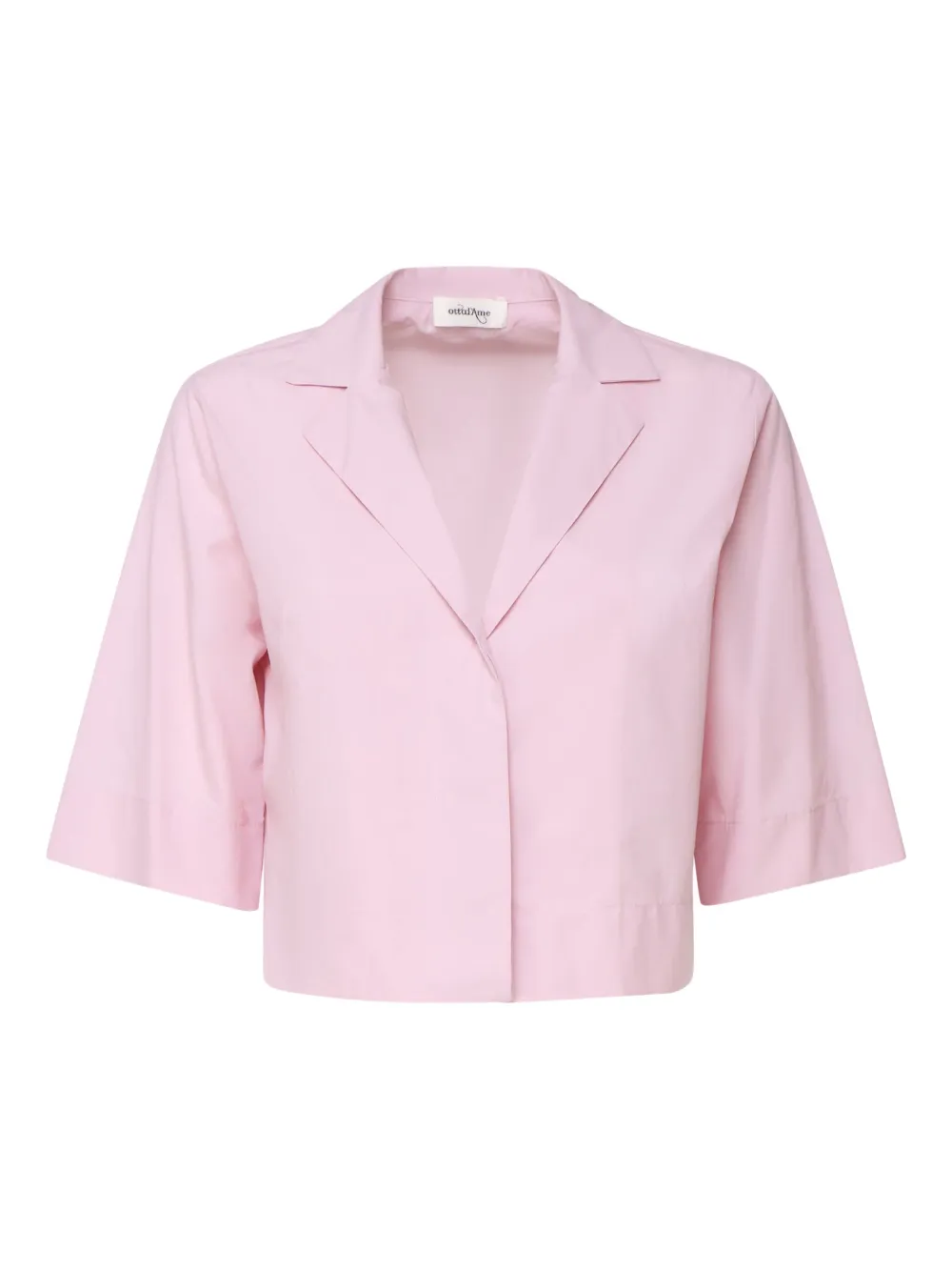 Ottod'Ame Blouse met Cubaanse kraag en korte mouwen Roze