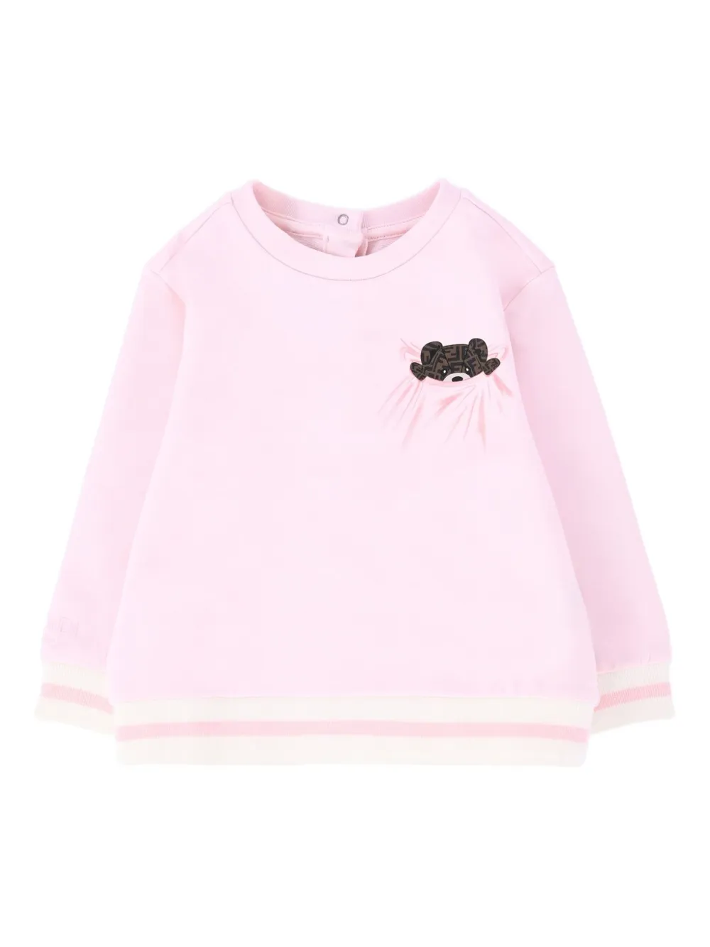 Fendi Kids Sweater met beerzak en geribbelde afwerking Roze