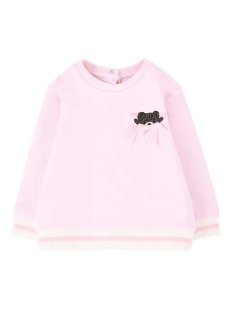 Fendi Kids Moletom com bolso de urso e acabamento canelado