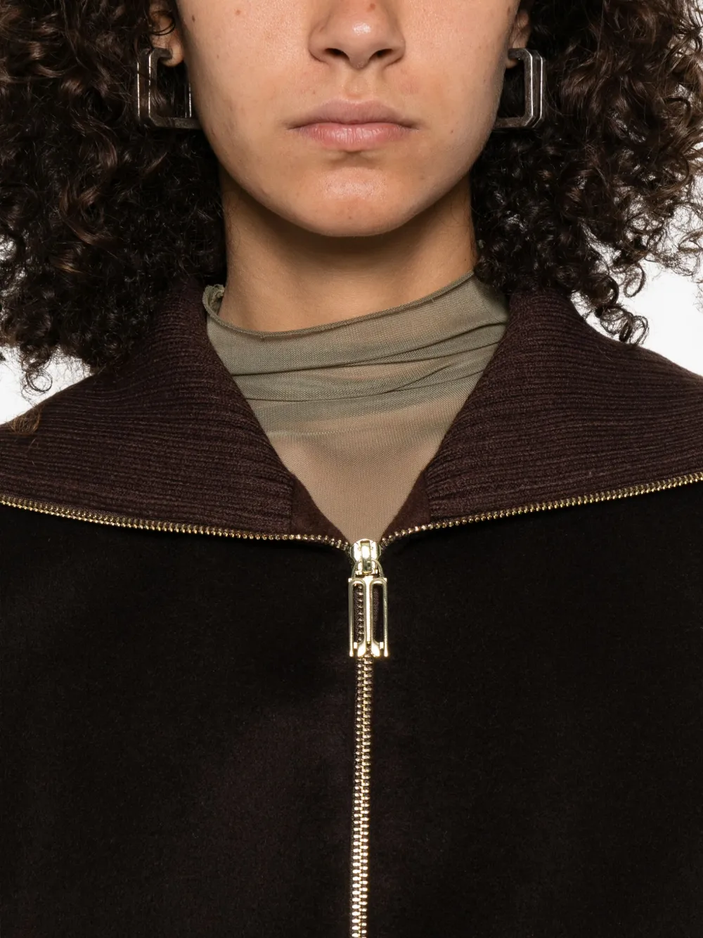 Victoria Beckham high-neck zip-front jacket Bruin