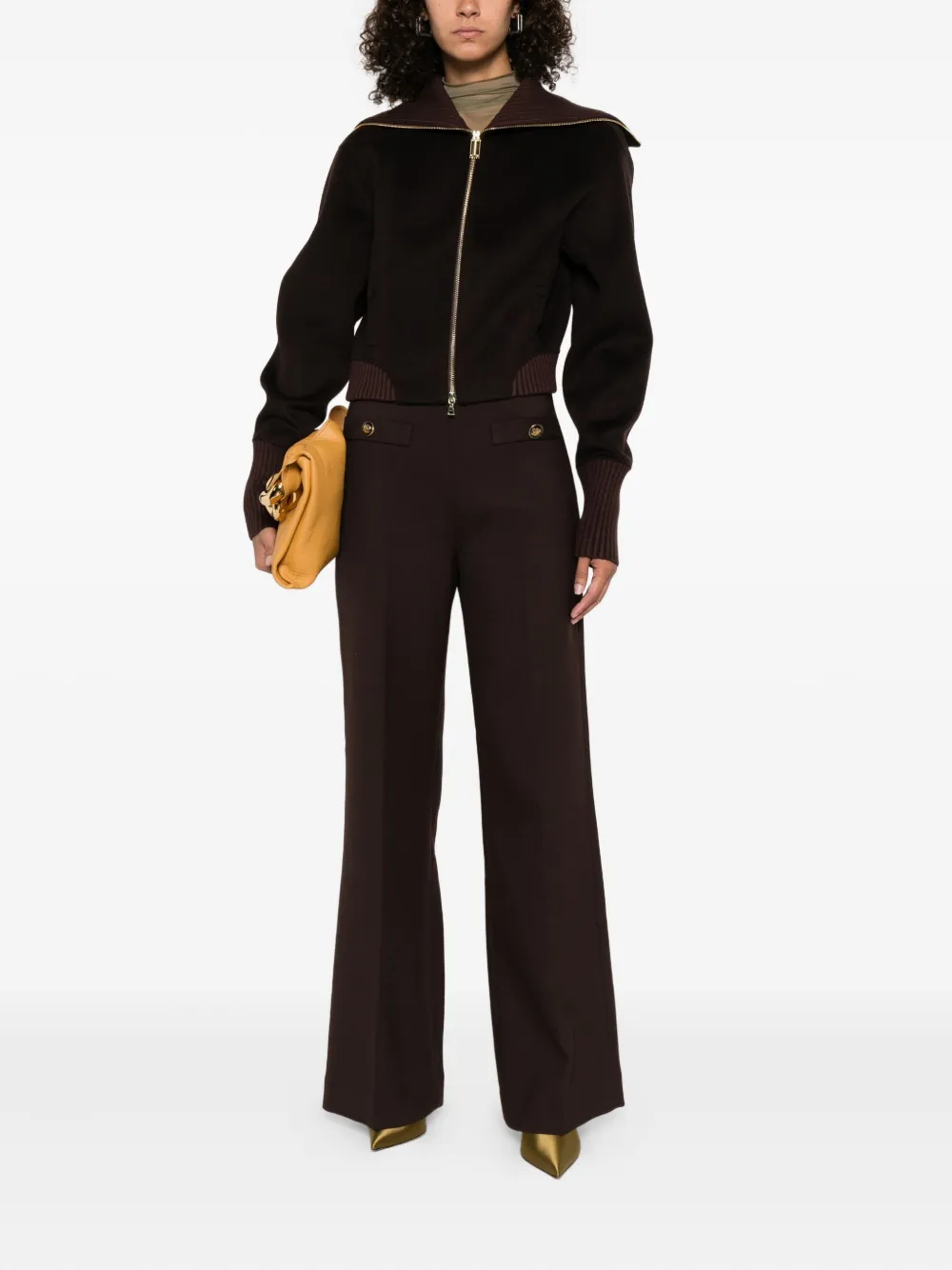 Victoria Beckham high-neck zip-front jacket Bruin