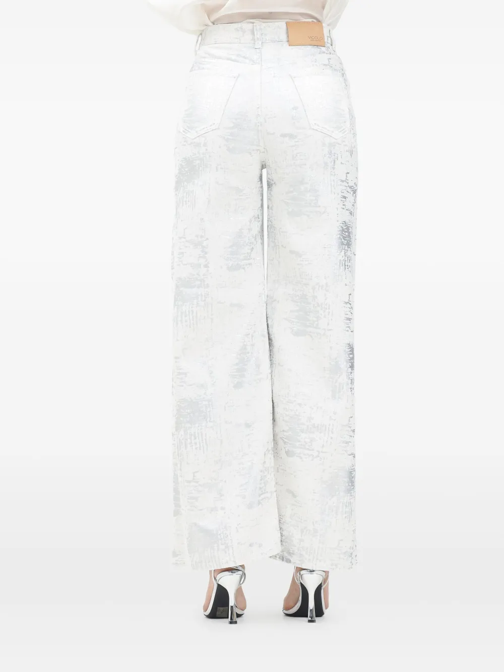 VICOLO silver-effect wide-leg jeans - Zilver