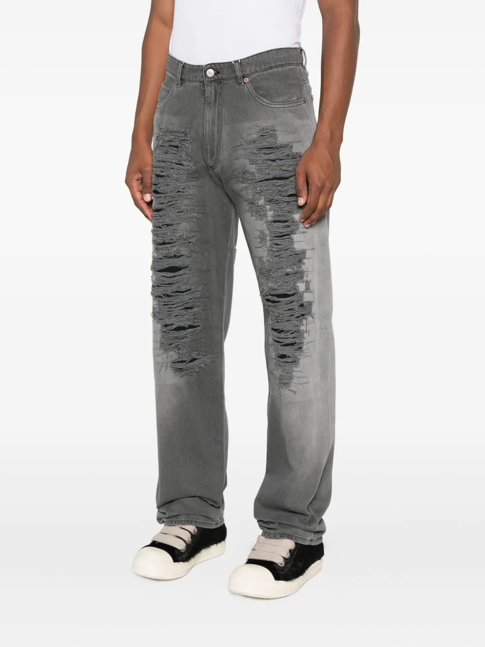 MM6 Maison Margiela distressed-frayed jeans Grijs