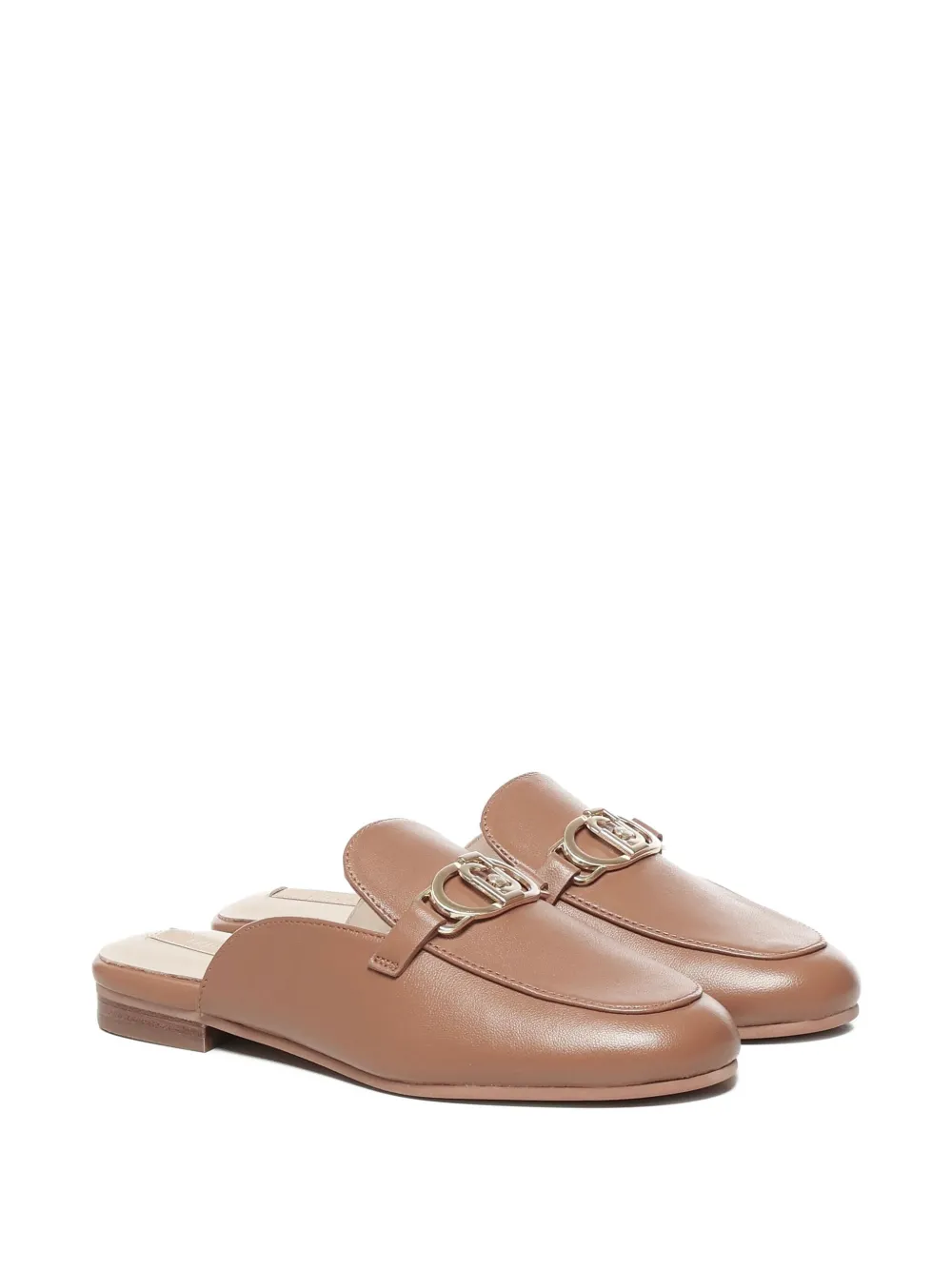 Liu •jo Logo-detail Leather Flat Mules In Multi
