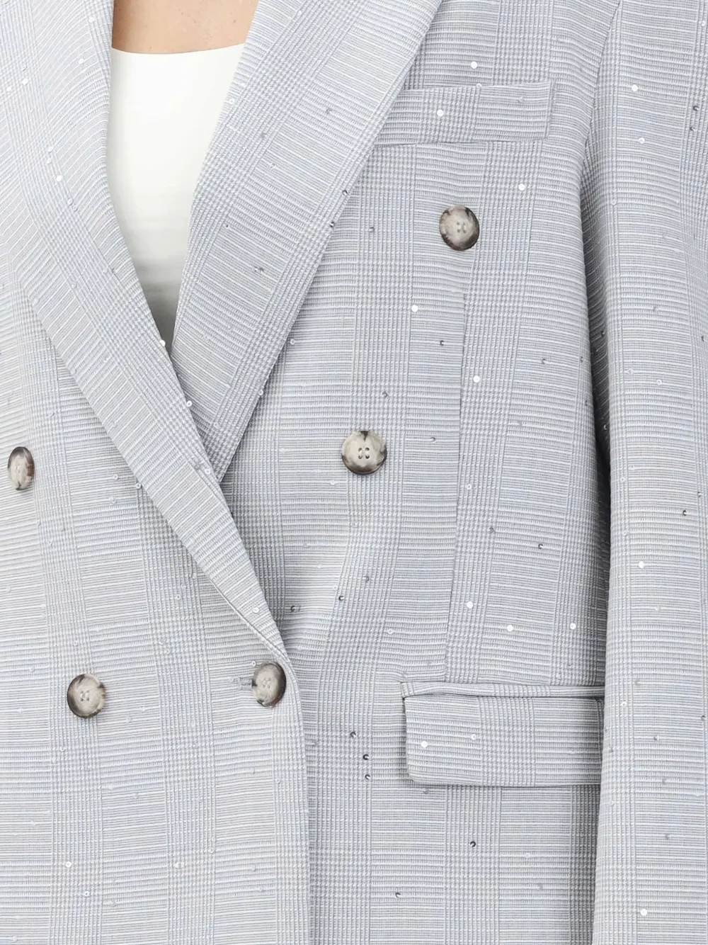 Vicolo Sequin-embellished Double-breasted Blazer In Gray