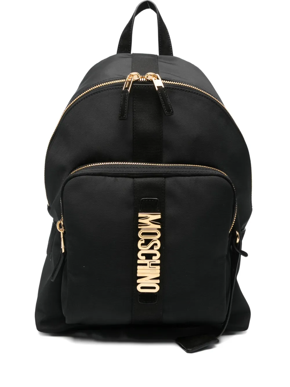 Moschino logo-plaque zip backpack - ブラック Moschino logo-plaque zip backpack - ブラック