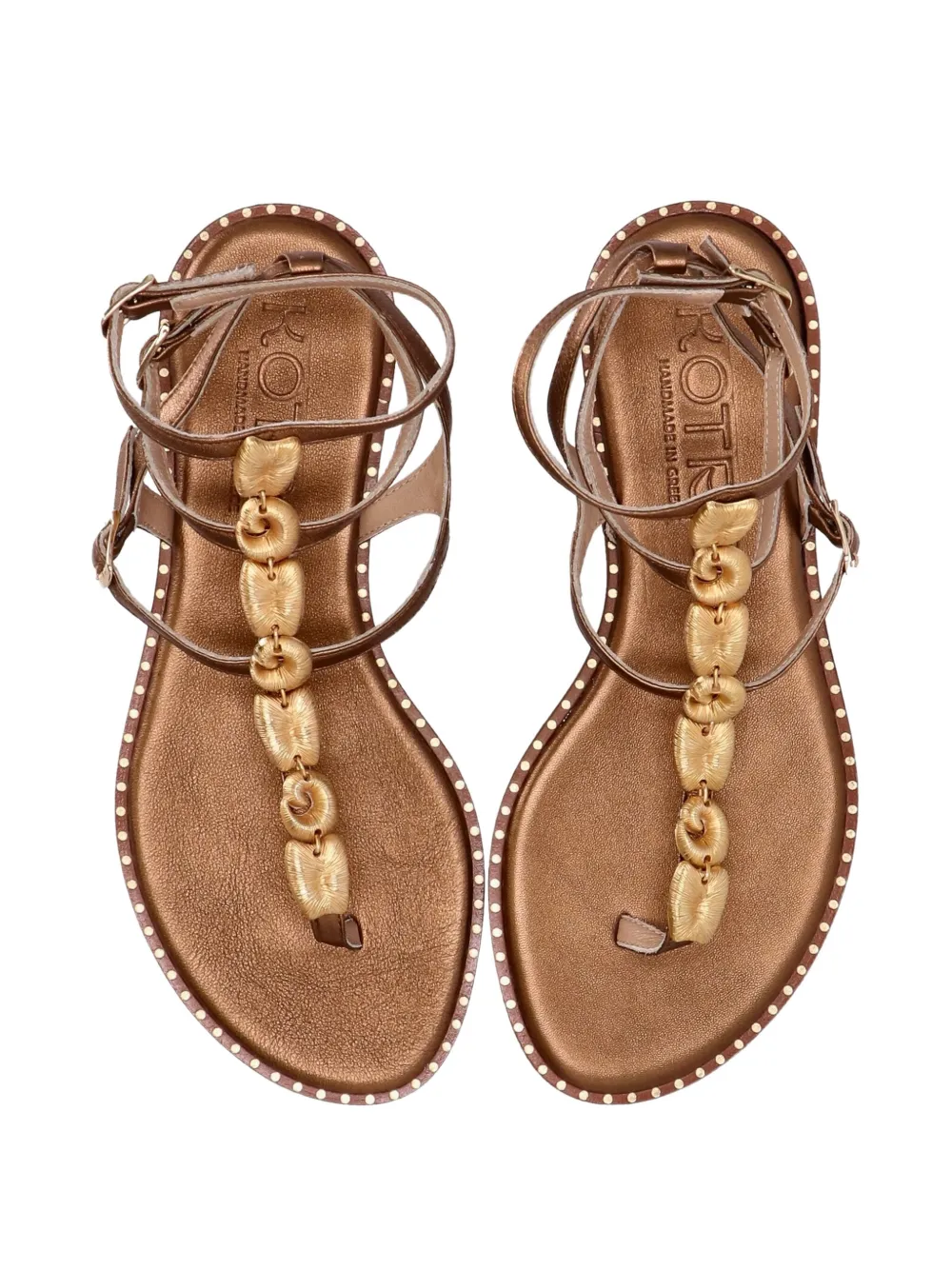 Kotris Sandals shell-chain leather sandals Brown