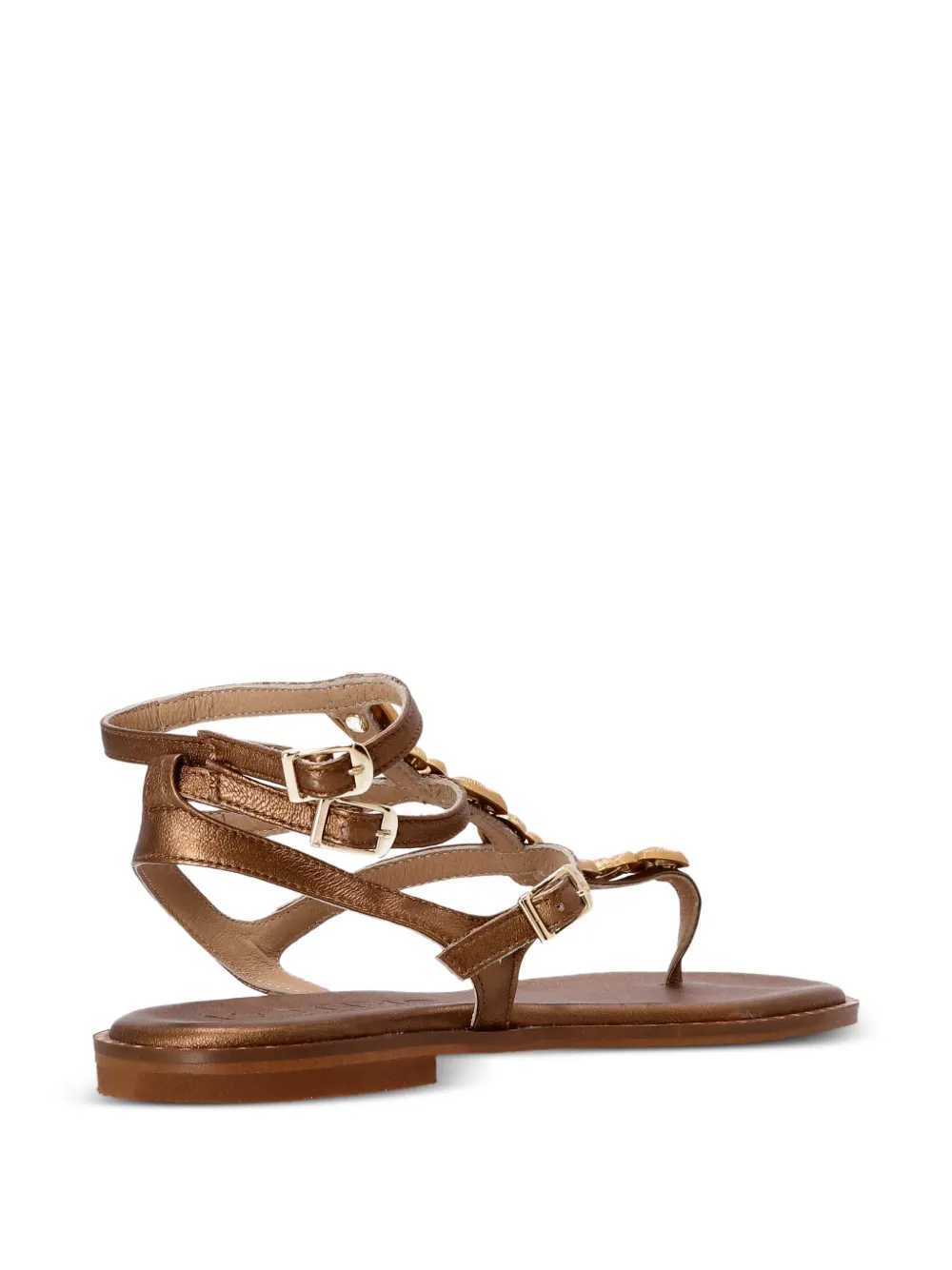 Kotris Sandals shell-chain leather sandals Brown