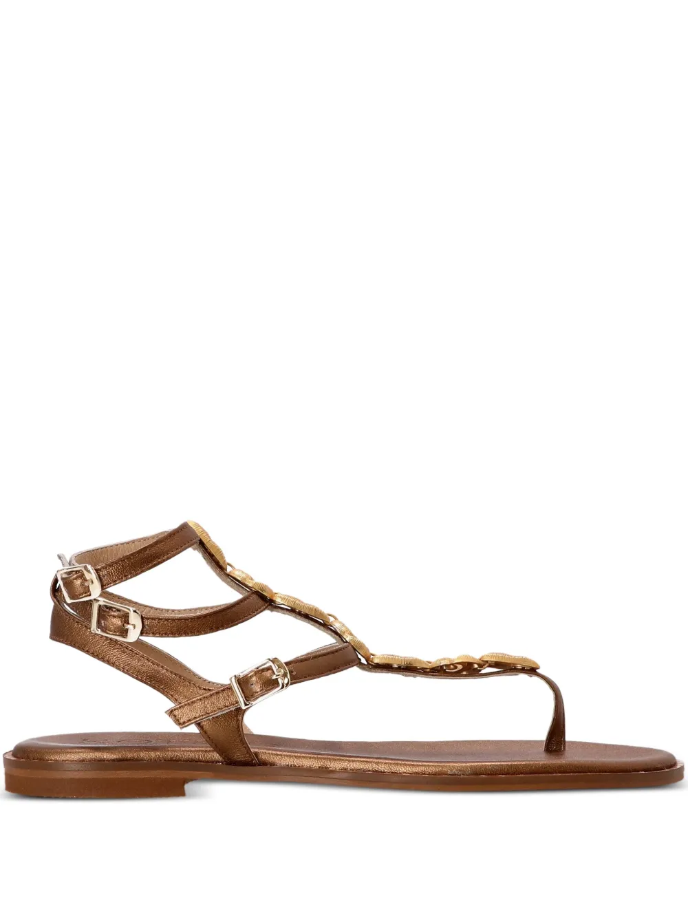 Kotris Sandals shell-chain leather sandals Brown