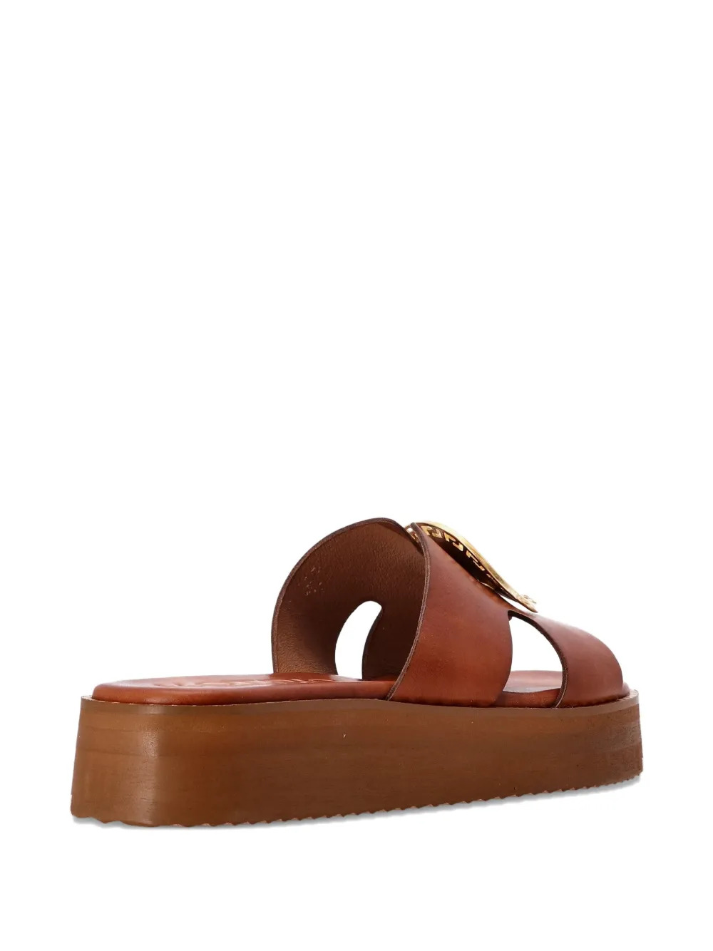 Kotris Sandals Leren sandalen met plateauzool Bruin