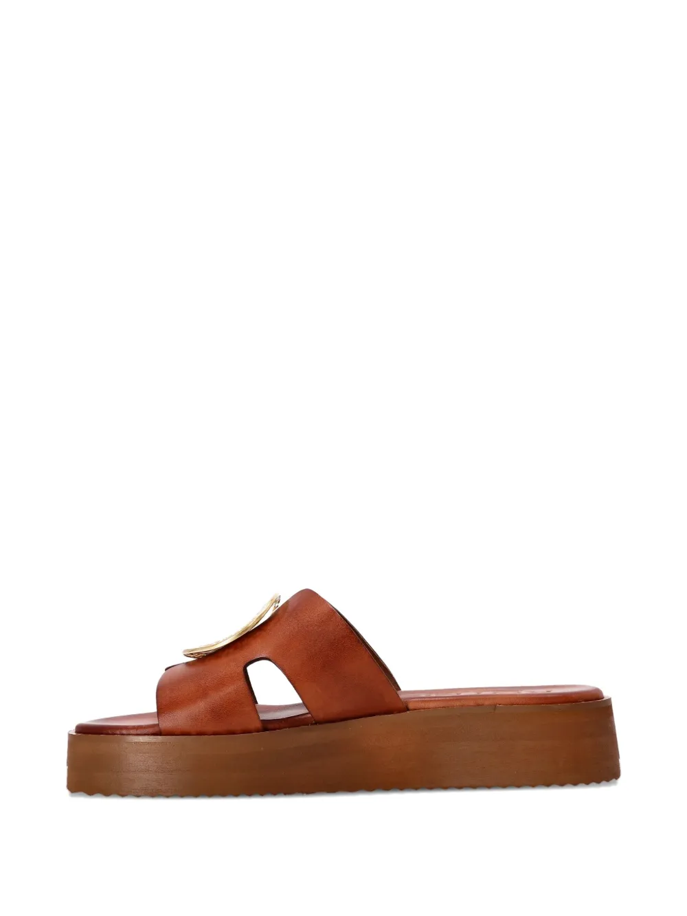 Kotris Sandals Leren sandalen met plateauzool Bruin