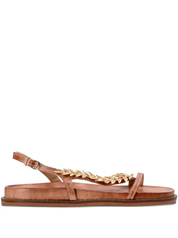 Kotris Sandals leaf-embellished Slingback Sandals Brown