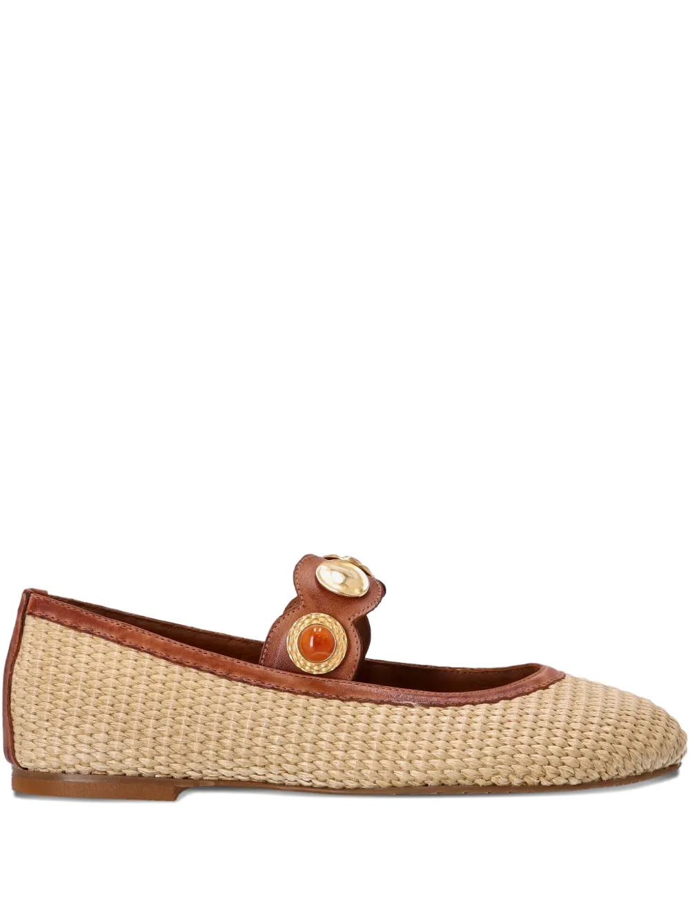 Kotris Sandals Embellished Woven Ballet Flats In Neutral