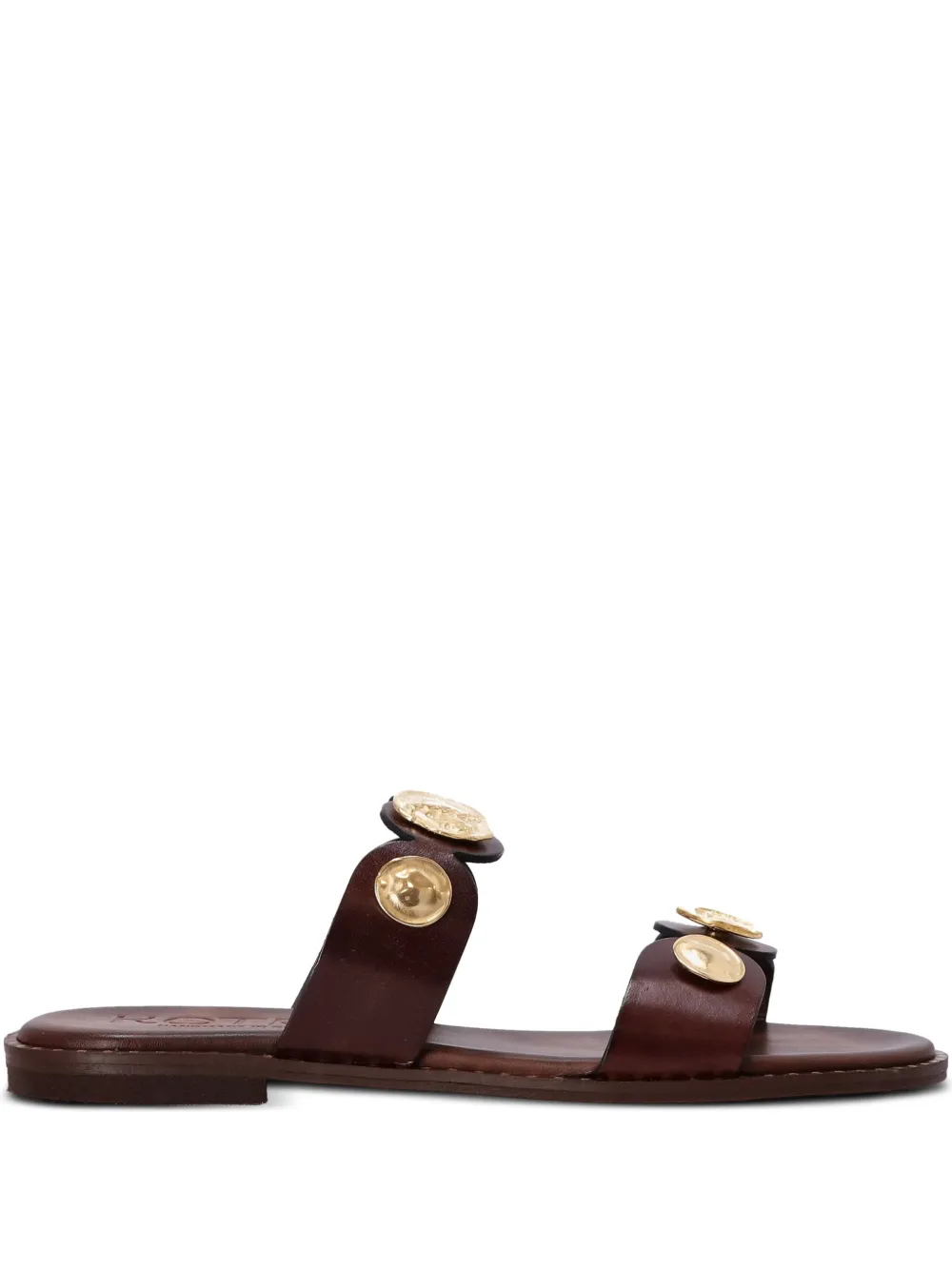 Kotris Sandals coin-embellished leather sandals | Brown | Image 1