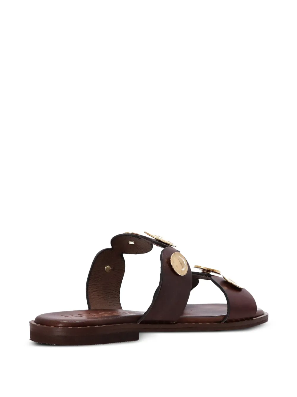 Kotris Sandals Coin-embellished Leather Sandals In Brown
