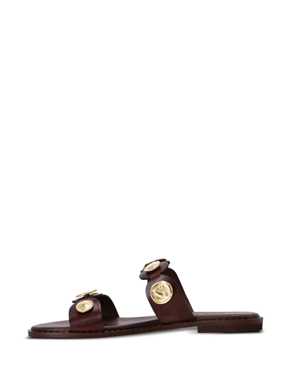 Kotris Sandals Coin-embellished Leather Sandals In Brown