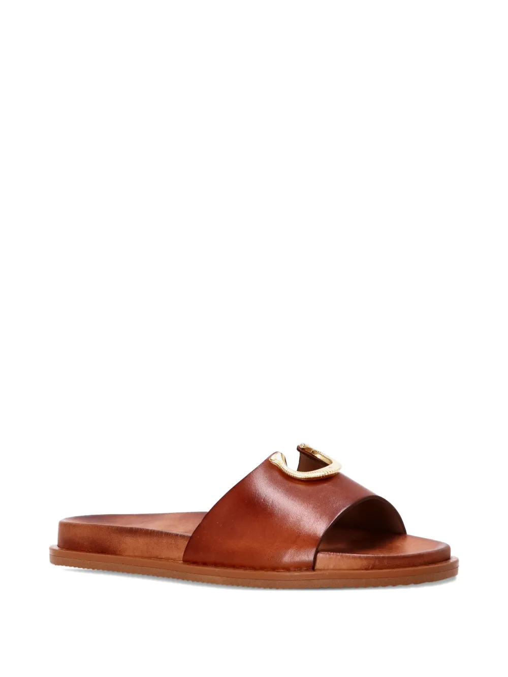 Kotris Sandals Horseshoe-plaque Leather Sandals In Brown