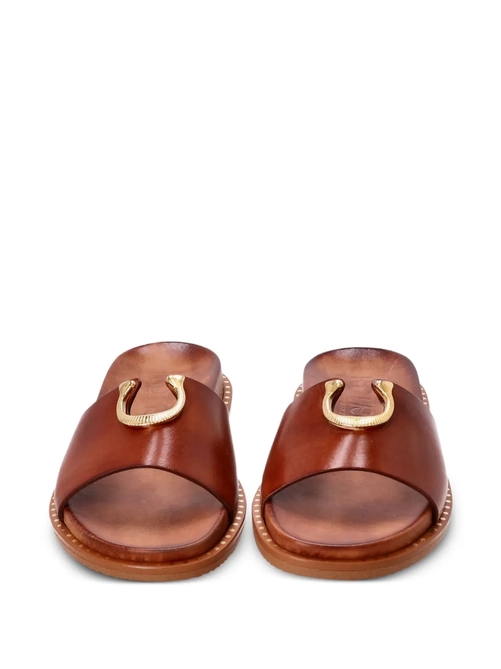 Kotris Sandals Horseshoe-plaque Leather Sandals In Brown