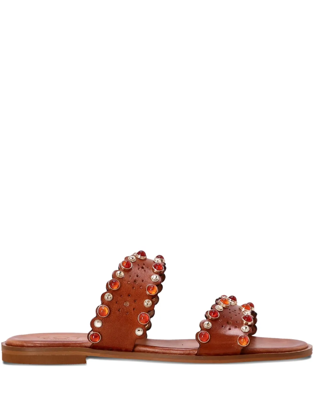 Kotris Sandals Embellished Scalloped-edge Sandals In Brown