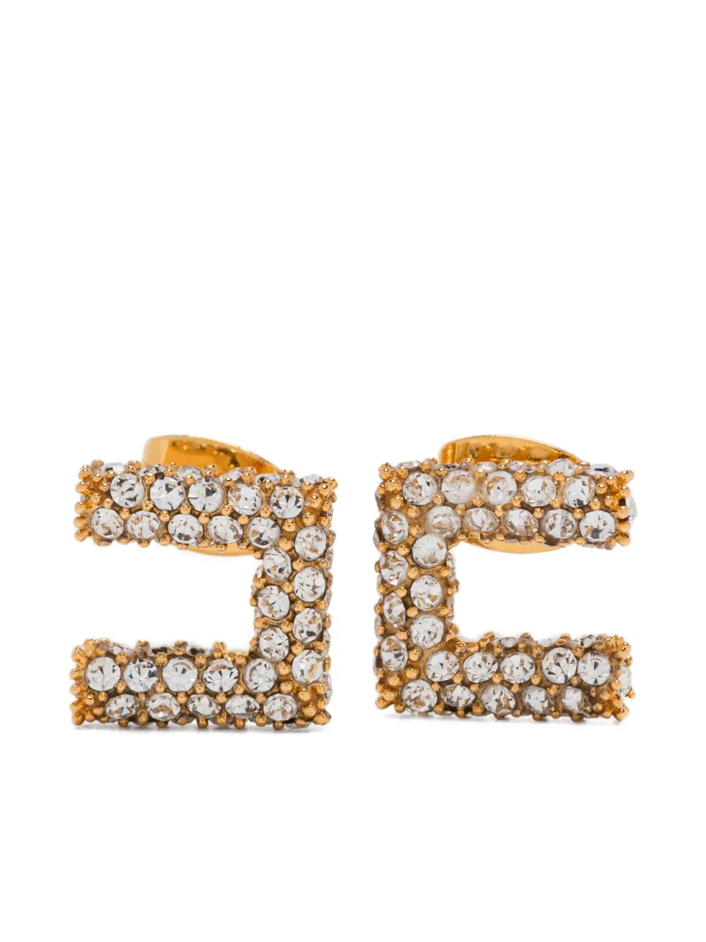square-frame crystal-embellishment earrings