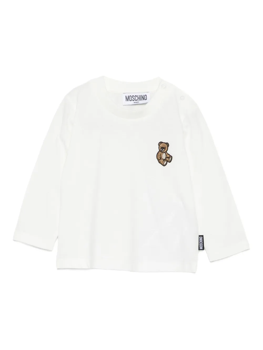 Moschino Kids teddy-embroidered long-sleeve T-shirt Wit