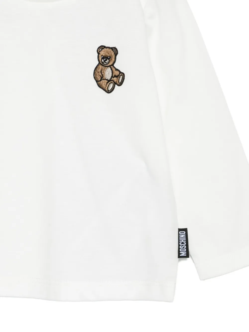 Moschino Kids T-shirt met geborduurde teddybeer en lange mouwen Wit