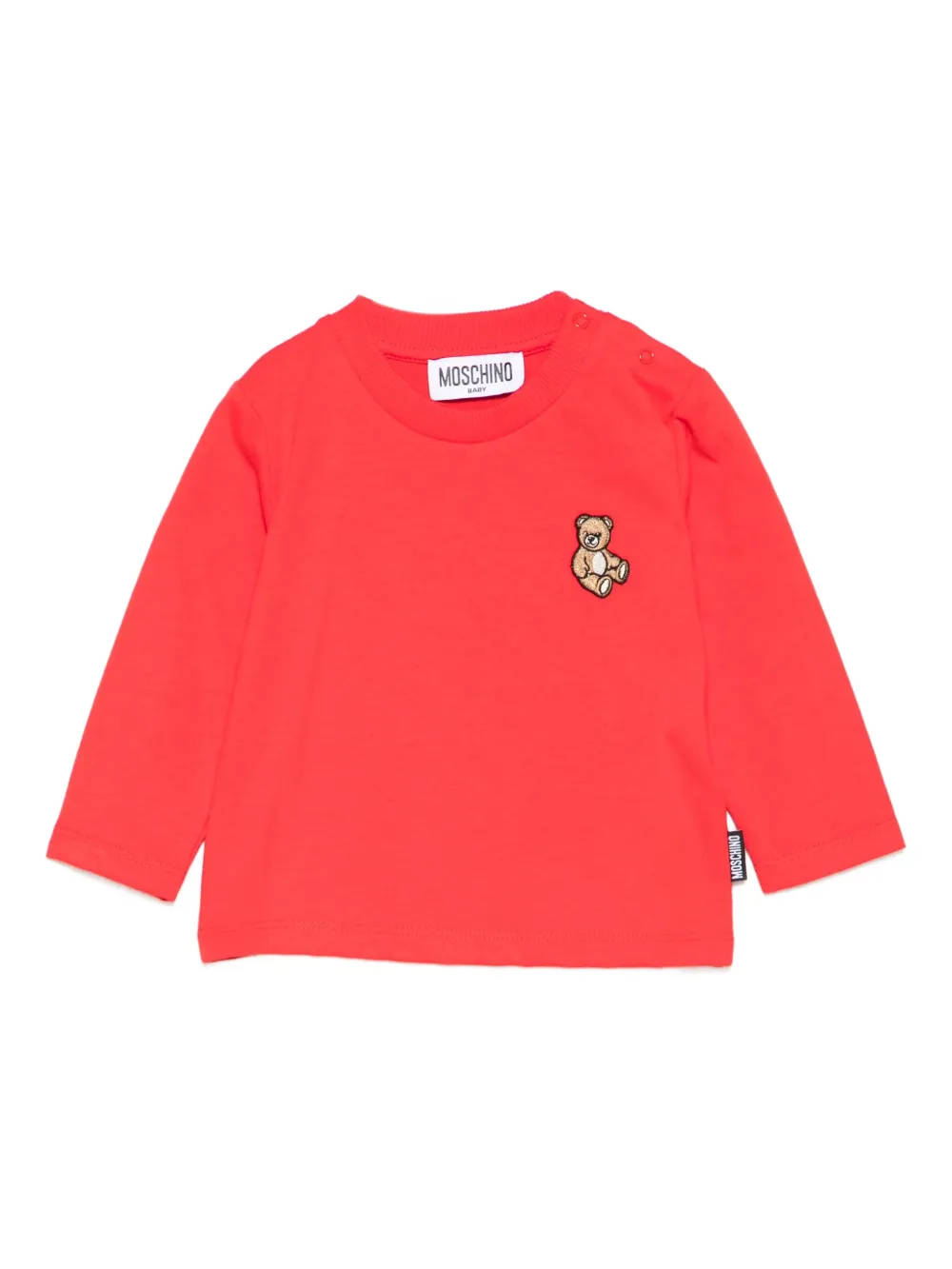Moschino Kids Teddy Bear-appliqué long-sleeve T-shirt Rood