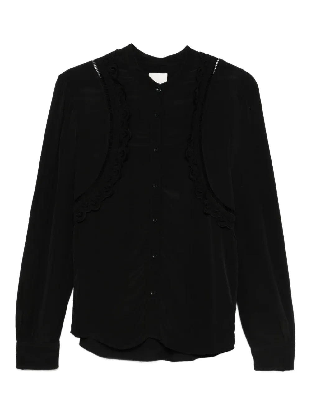ISABEL MARANT lace-insert long-sleeve blouse Zwart