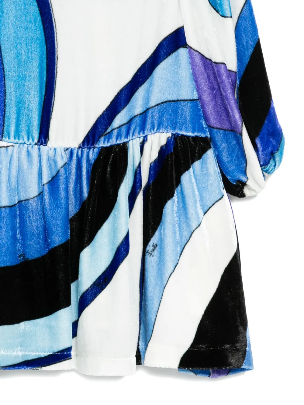 PUCCI Junior geometric-print velvet dress Blauw
